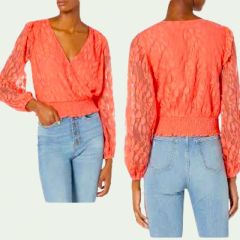 Ali & Jay Little Paradise Lace Coral Top Blouse NWT